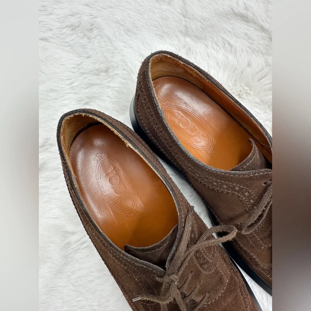 Tod’s Brown Suede lace up Oxford Shoes men’s derby‎ size 9.5